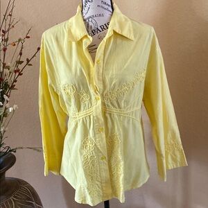 Yellow Embroidered Women's Top